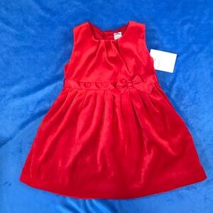 Carter’s Baby Girl Red Velvet Sleeveless Dress with Bow Size 24 Months
